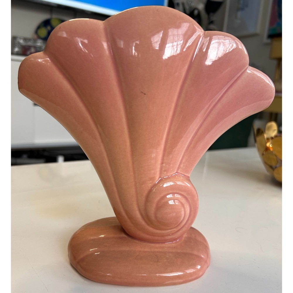 Vintage MCM Redwing Pink and Cream Vase